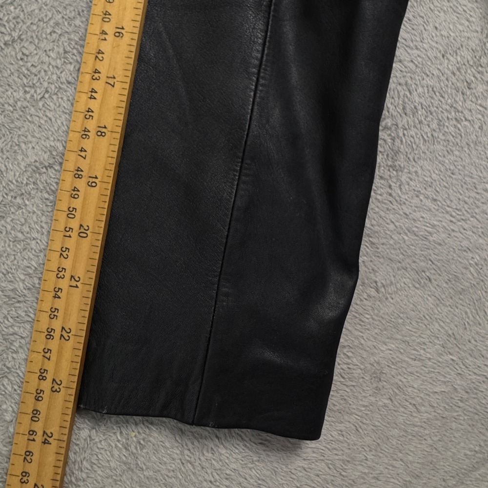 Henig Furs Genuine Leather Belted Trench Coat Womens Size Medium Black - Picture 12 of 14